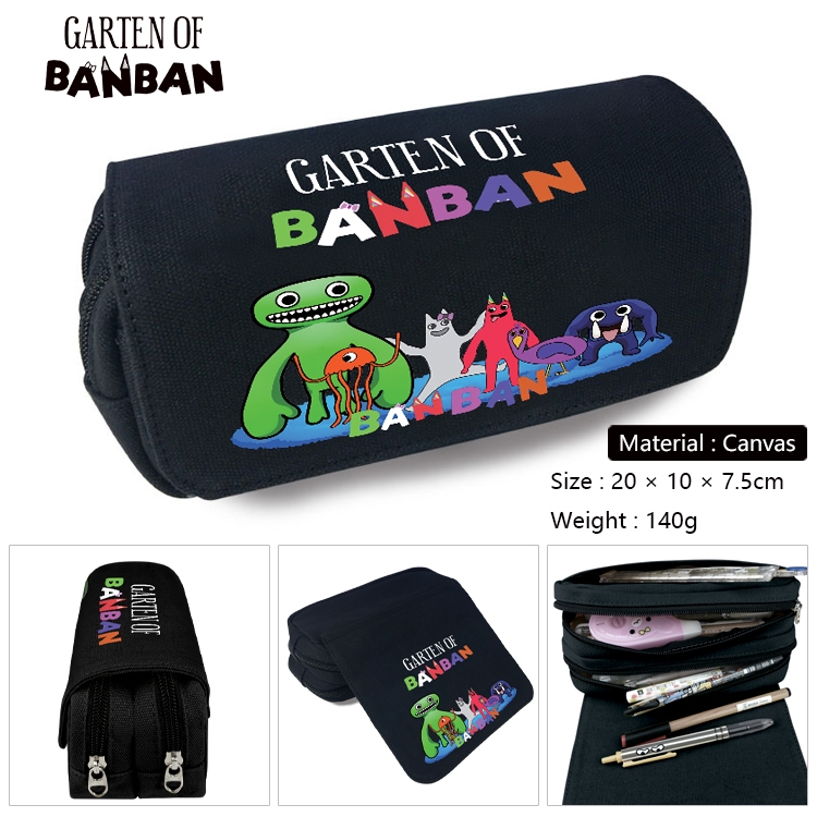 Garten of Banban Anime Multi-Function Double Zipper Canvas Cosmetic Bag Pen Case 20x10x7.5cm