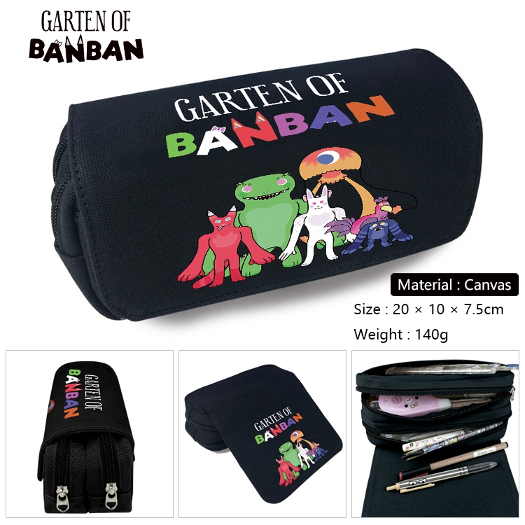 Garten of Banban Anime Multi-Function Double Zipper Canvas Cosmetic Bag Pen Case 20x10x7.5cm