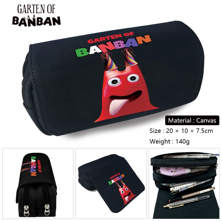 Garten of Banban Anime Multi-Function Double Zipper Canvas Cosmetic Bag Pen Case 20x10x7.5cm