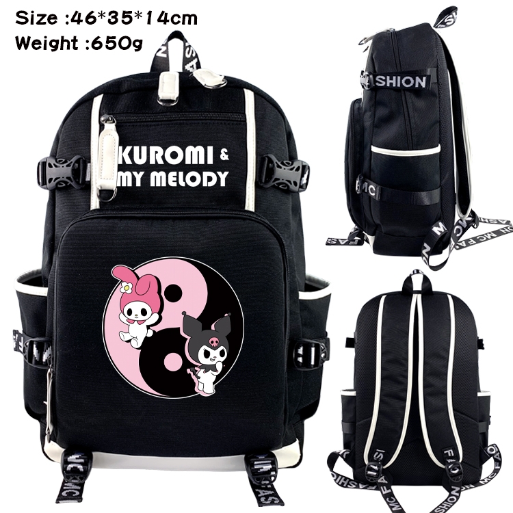 Kuromi and Melody Above and below data USB backpack cartoon printed student backpack 46X35X14CM 650G