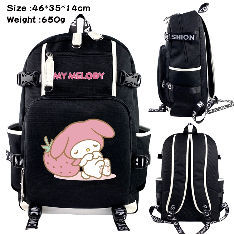 Kuromi and Melody Above and below data USB backpack cartoon printed student backpack 46X35X14CM 650G