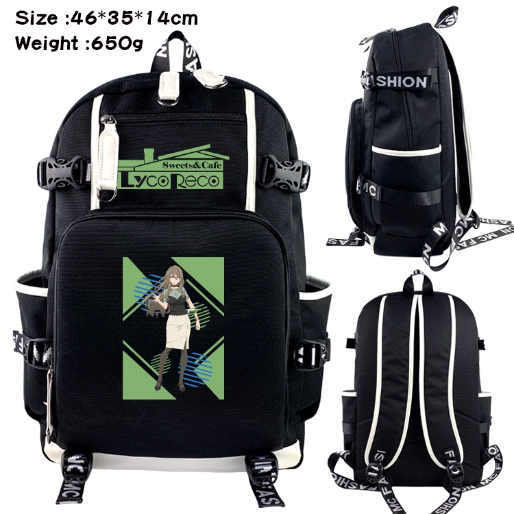 Lycoris Recoil Above and below data USB backpack cartoon printed student backpack 46X35X14CM 650G
