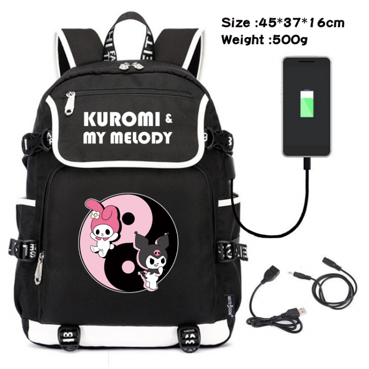 Kuromi and Melody Cartoon data backpack small flap canvas backpack 45X37X16CM