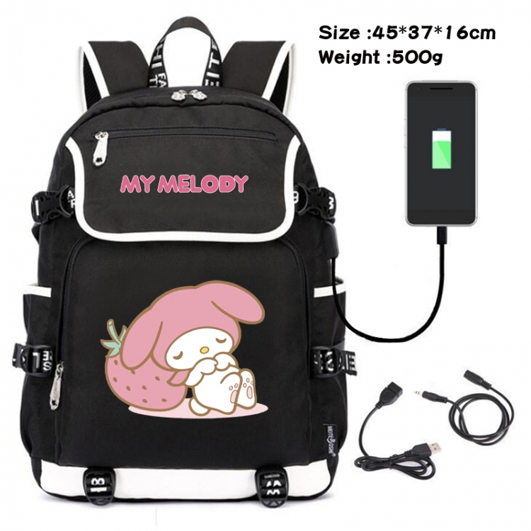 Kuromi and Melody Cartoon data backpack small flap canvas backpack 45X37X16CM