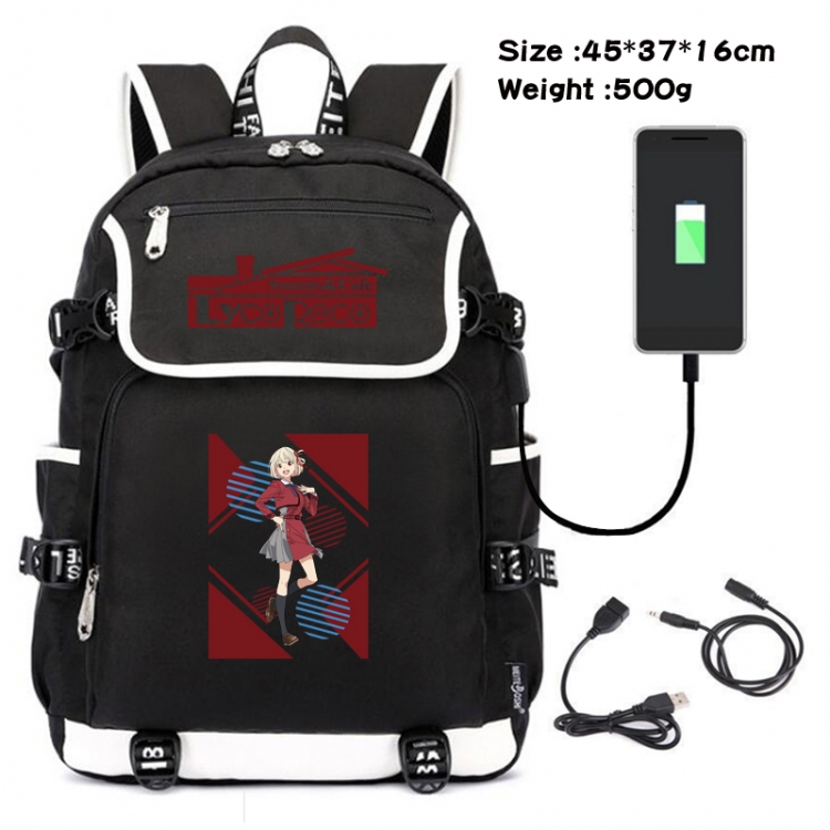 Lycoris Recoil Cartoon data backpack small flap canvas backpack 45X37X16CM
