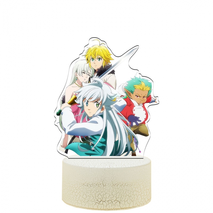 The Seven Deadly Sins Acrylic Night Light 16 Color-changing USB Interface Box Set 19X7X4CM white base