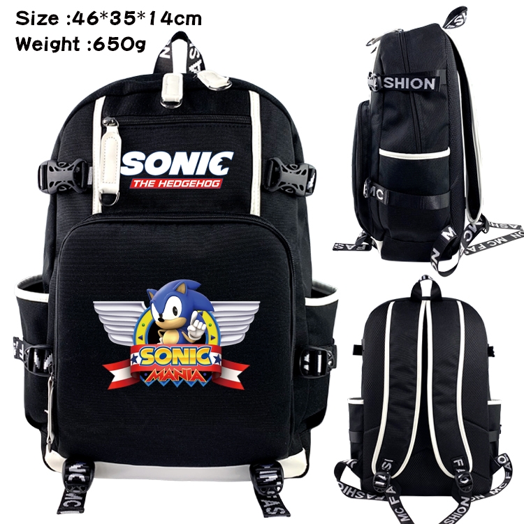 Sonic The Hedgehog Data USB backpack Cartoon printed student backpack 46X35X14CM 650G