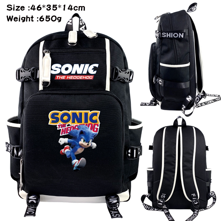 Sonic The Hedgehog Data USB backpack Cartoon printed student backpack 46X35X14CM 650G