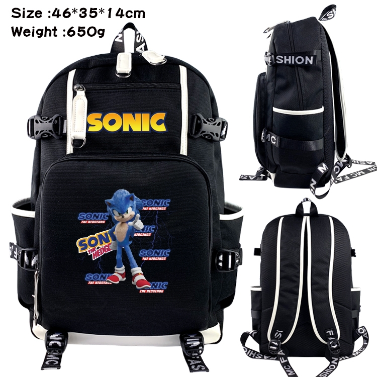 Sonic The Hedgehog Data USB backpack Cartoon printed student backpack 46X35X14CM 650G