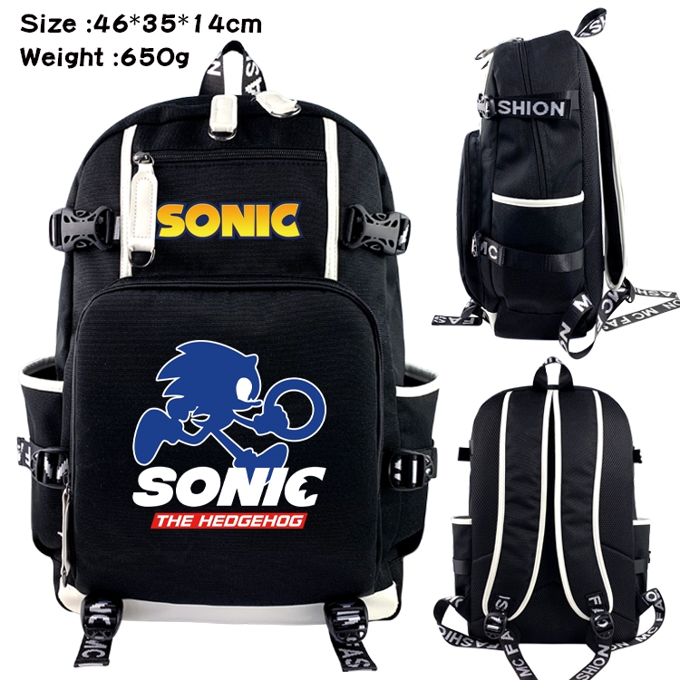 Sonic The Hedgehog Data USB backpack Cartoon printed student backpack 46X35X14CM 650G