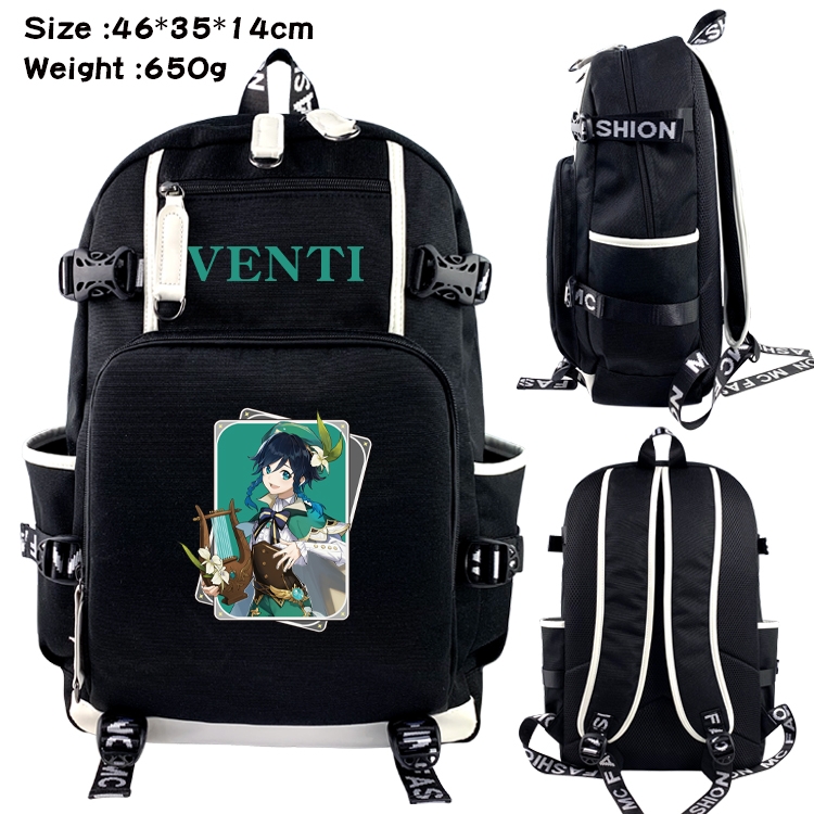 Genshin Impact Data USB backpack Cartoon printed student backpack 46X35X14CM 650G