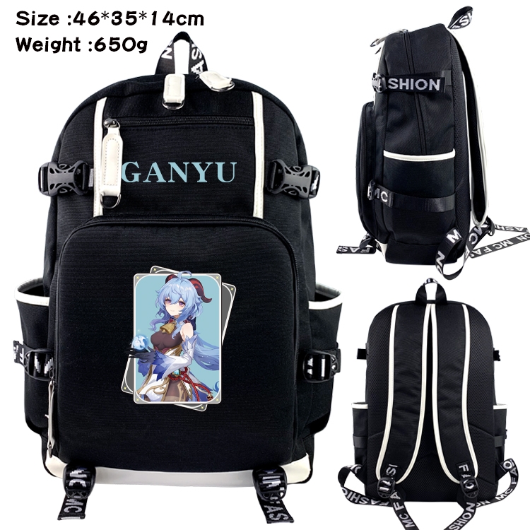 Genshin Impact Data USB backpack Cartoon printed student backpack 46X35X14CM 650G