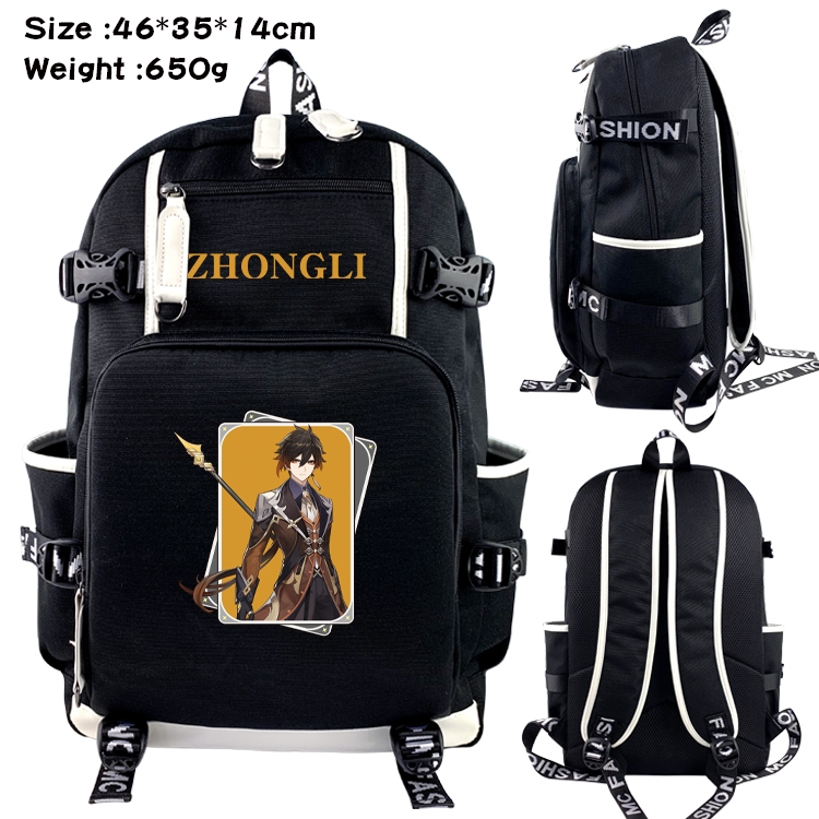 Genshin Impact Data USB backpack Cartoon printed student backpack 46X35X14CM 650G