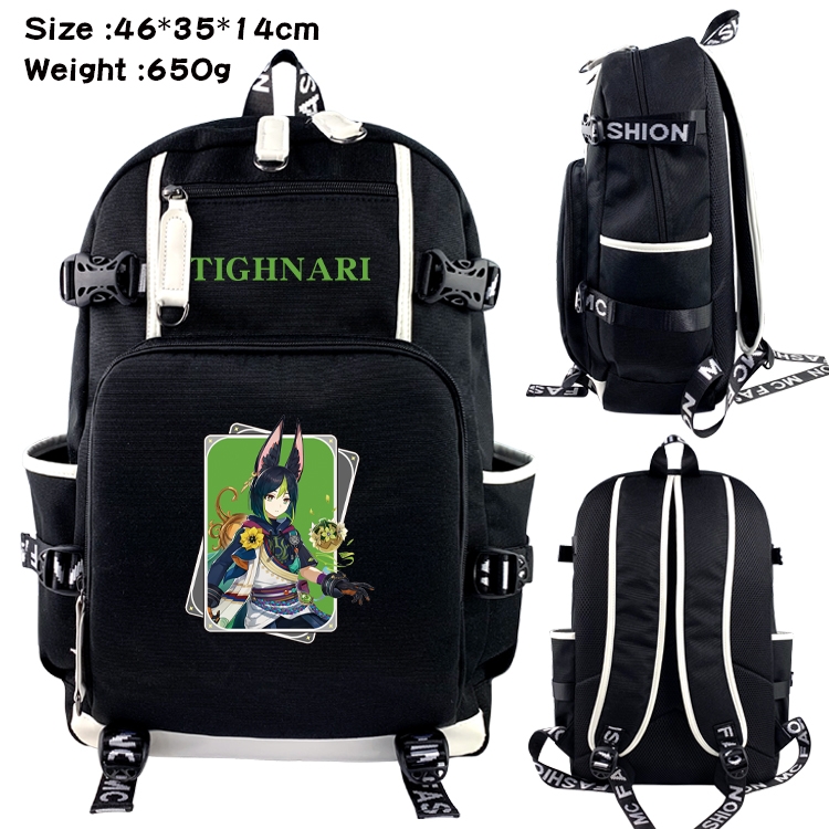 Genshin Impact Data USB backpack Cartoon printed student backpack 46X35X14CM 650G