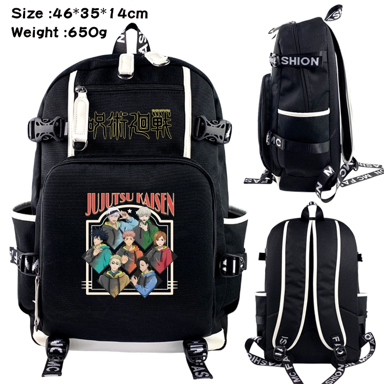 Jujutsu Kaisen Data USB backpack Cartoon printed student backpack 46X35X14CM 650G