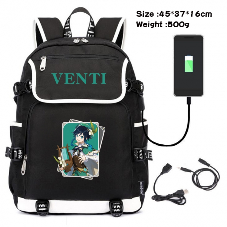 Genshin Impact Animation data backpack small flap canvas backpack 45X37X16CM