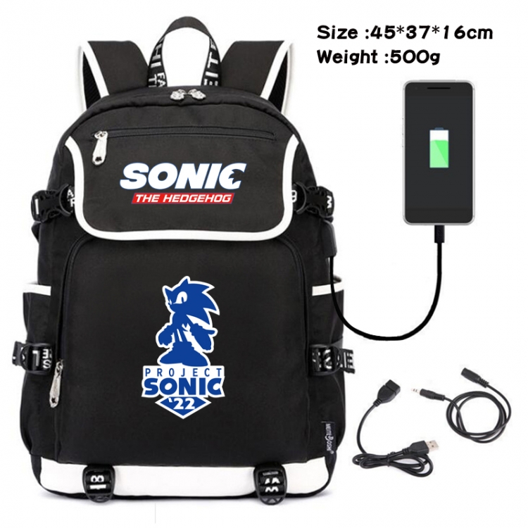 Sonic The Hedgehog Animation data backpack small flap canvas backpack 45X37X16CM