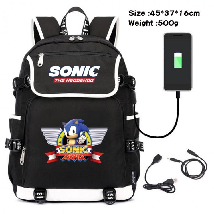 Sonic The Hedgehog Animation data backpack small flap canvas backpack 45X37X16CM