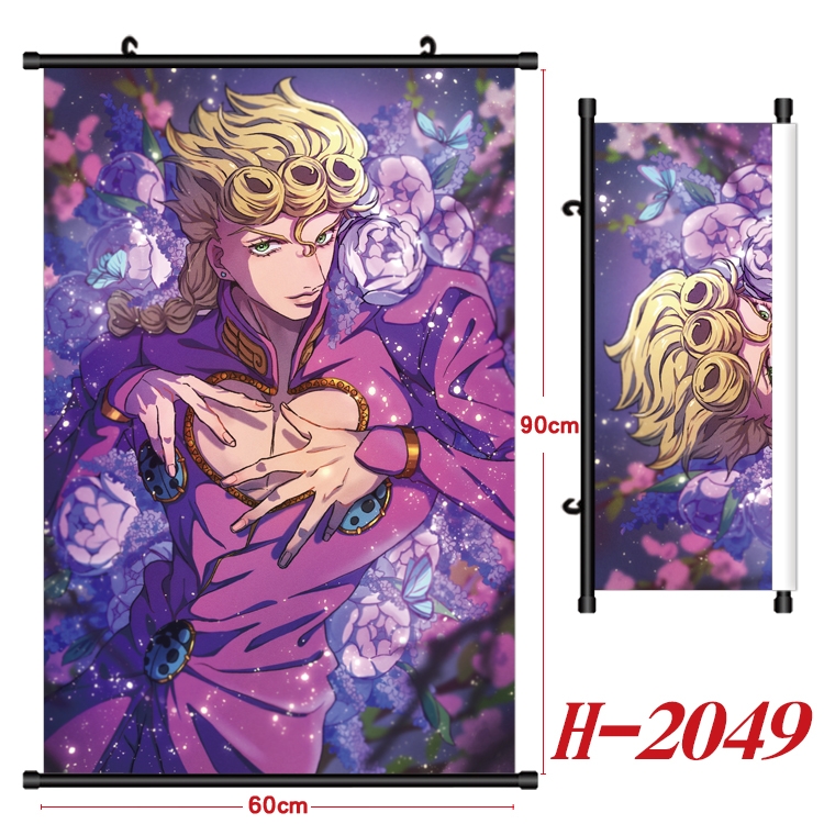 JoJos Bizarre Adventure Anime Black Plastic Rod Canvas Painting Wall Scroll 60X90CM H-2049A