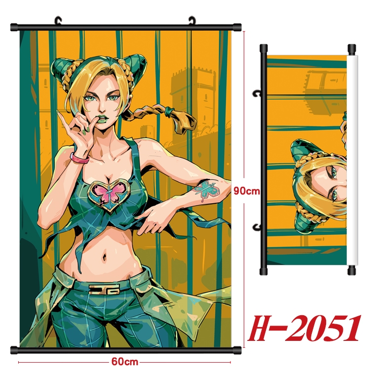 JoJos Bizarre Adventure Anime Black Plastic Rod Canvas Painting Wall Scroll 60X90CM  H-2051A