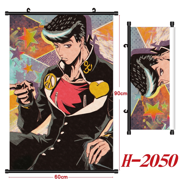 JoJos Bizarre Adventure Anime Black Plastic Rod Canvas Painting Wall Scroll 60X90CM H-2050A