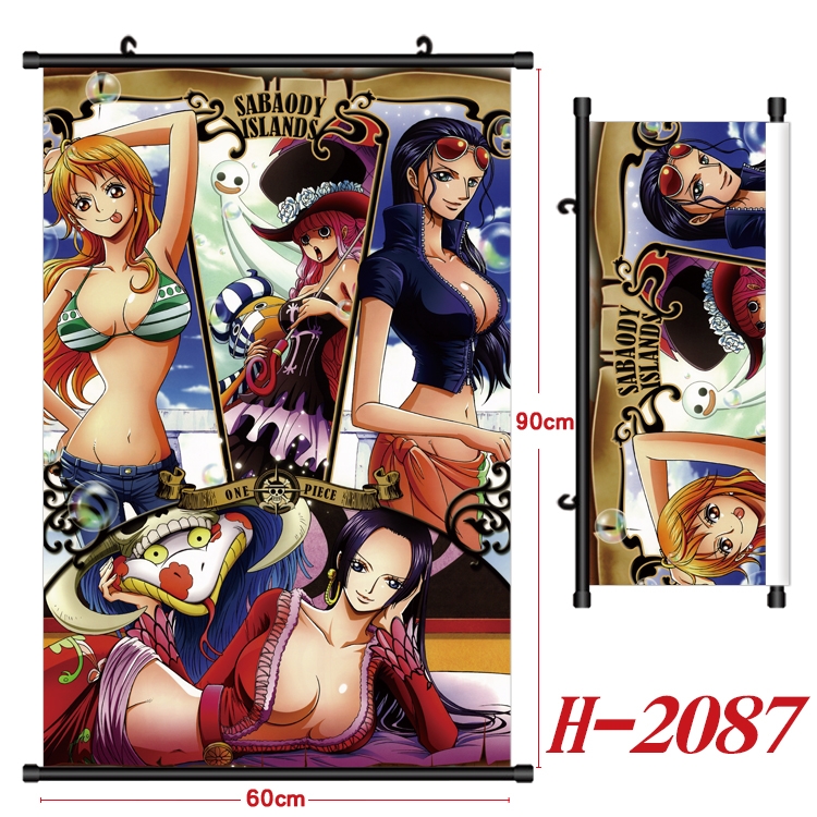 One Piece Anime Black Plastic Rod Canvas Painting Wall Scroll 60X90CM H-2087A