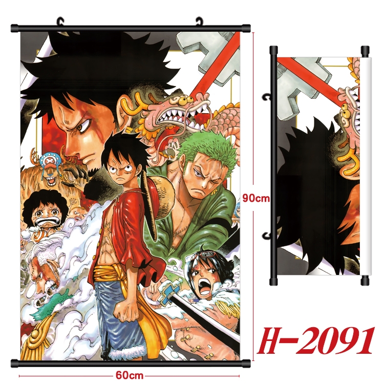 One Piece Anime Black Plastic Rod Canvas Painting Wall Scroll 60X90CM H-2091A