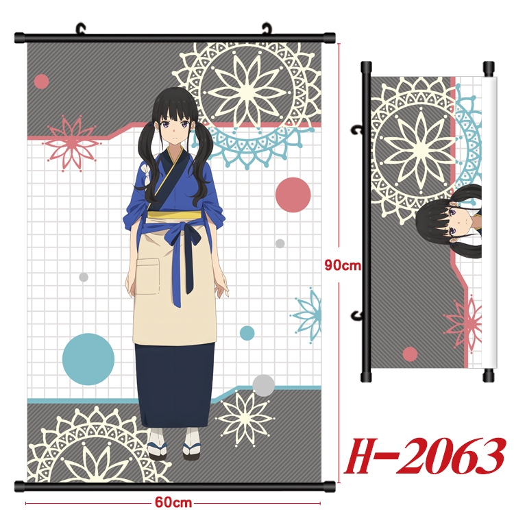 Lycoris Recoil Anime Black Plastic Rod Canvas Painting Wall Scroll 60X90CM  H-2063A