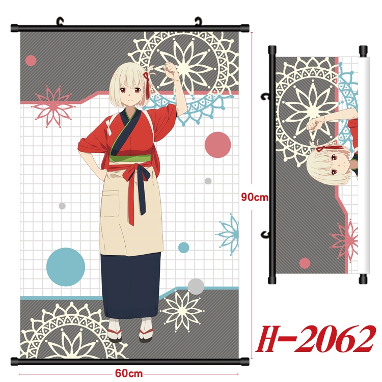 Lycoris Recoil Anime Black Plastic Rod Canvas Painting Wall Scroll 60X90CM  H-2062A