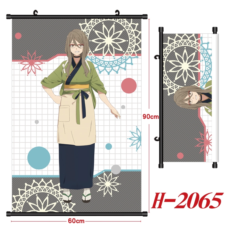 Lycoris Recoil Anime Black Plastic Rod Canvas Painting Wall Scroll 60X90CM H-2065A