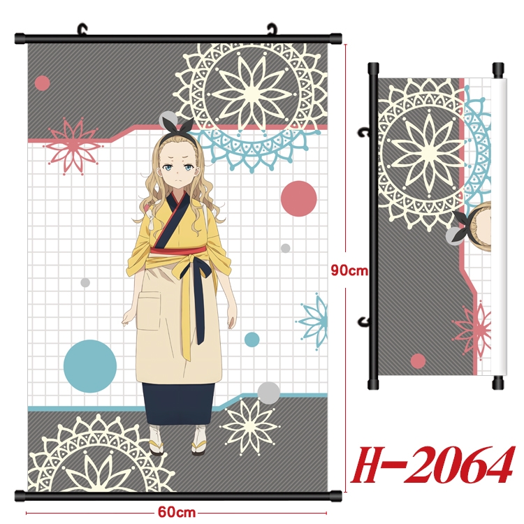 Lycoris Recoil Anime Black Plastic Rod Canvas Painting Wall Scroll 60X90CM H-2064A