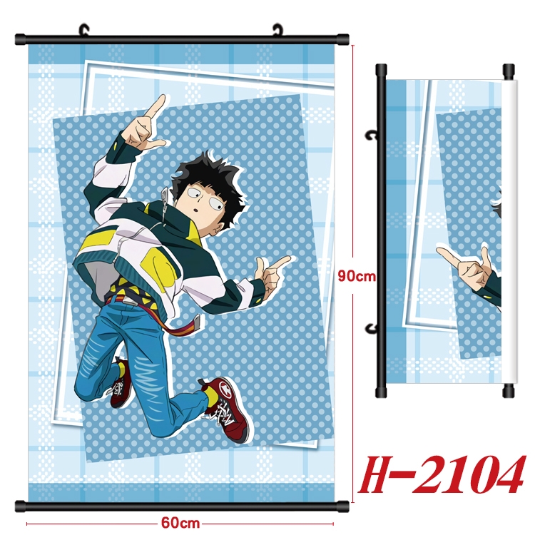 Mob Psycho 100 Anime Black Plastic Rod Canvas Painting Wall Scroll 60X90CM H-2104A