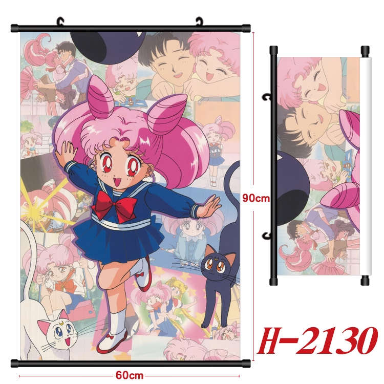 sailormoon Anime Black Plastic Rod Canvas Painting Wall Scroll 60X90CM  H-2130A
