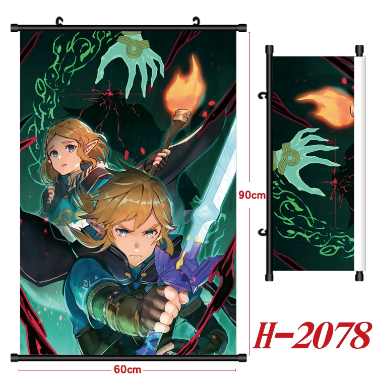 The Legend of Zelda Anime Black Plastic Rod Canvas Painting Wall Scroll 60X90CM H-2078A
