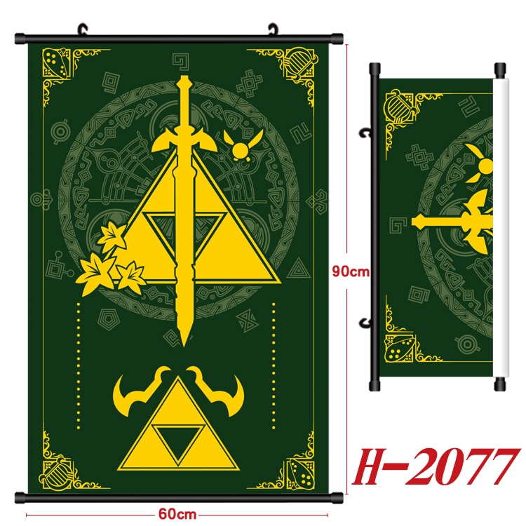The Legend of Zelda Anime Black Plastic Rod Canvas Painting Wall Scroll 60X90CM  H-2077A
