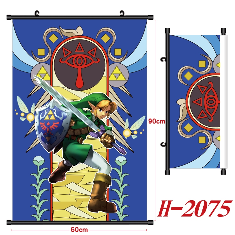 The Legend of Zelda Anime Black Plastic Rod Canvas Painting Wall Scroll 60X90CM H-2075A