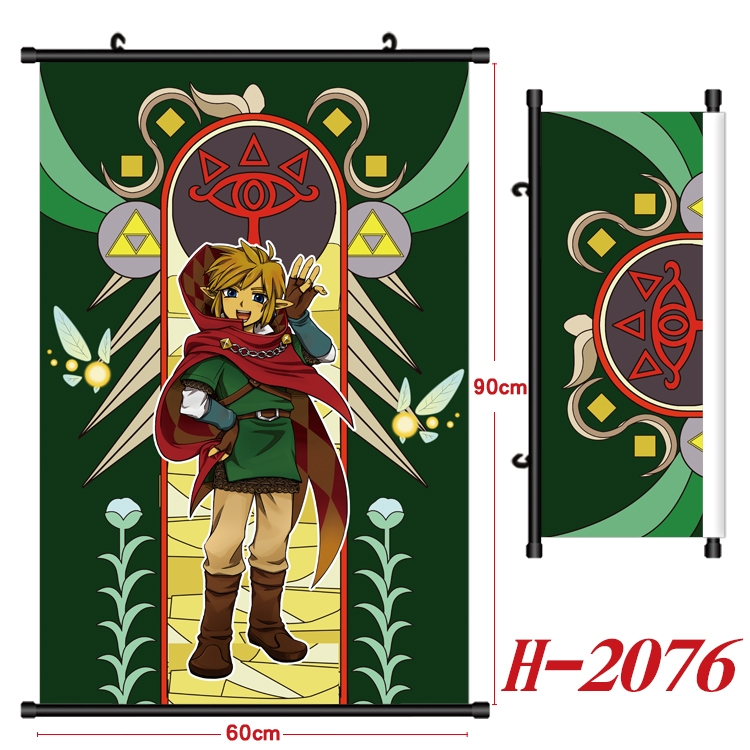 The Legend of Zelda Anime Black Plastic Rod Canvas Painting Wall Scroll 60X90CM H-2076A