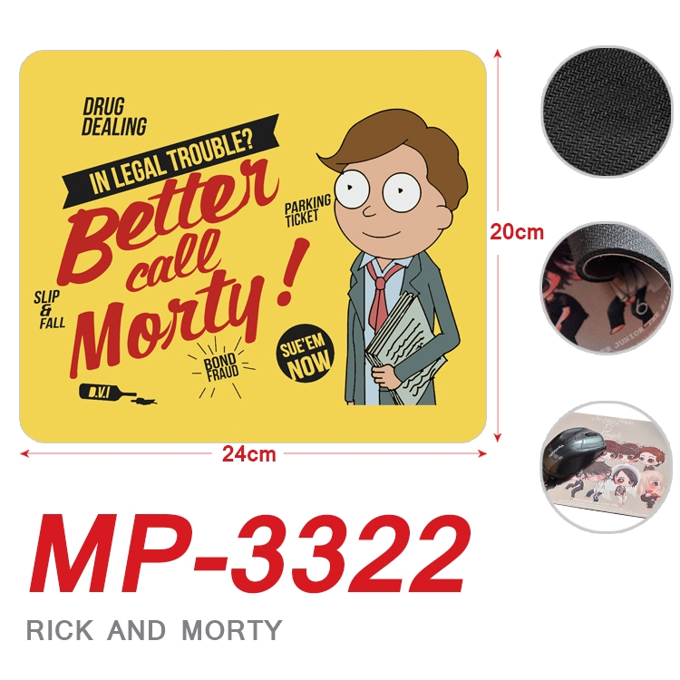 Rick and Morty Anime Full Color Printing Mouse Pad Unlocked 20X24cm price for 5 pcs MP-3322