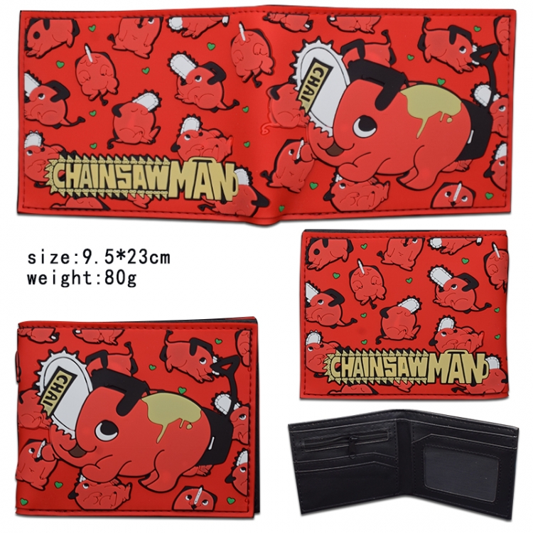 Chainsaw man Animation silicone PVC wallet short two-fold wallet 9.5X23CM