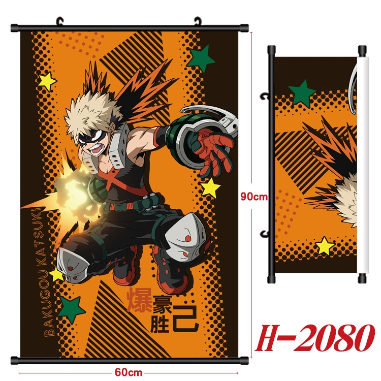 My Hero Academia Anime Black Plastic Rod Canvas Painting Wall Scroll 60X90CM H-2080A