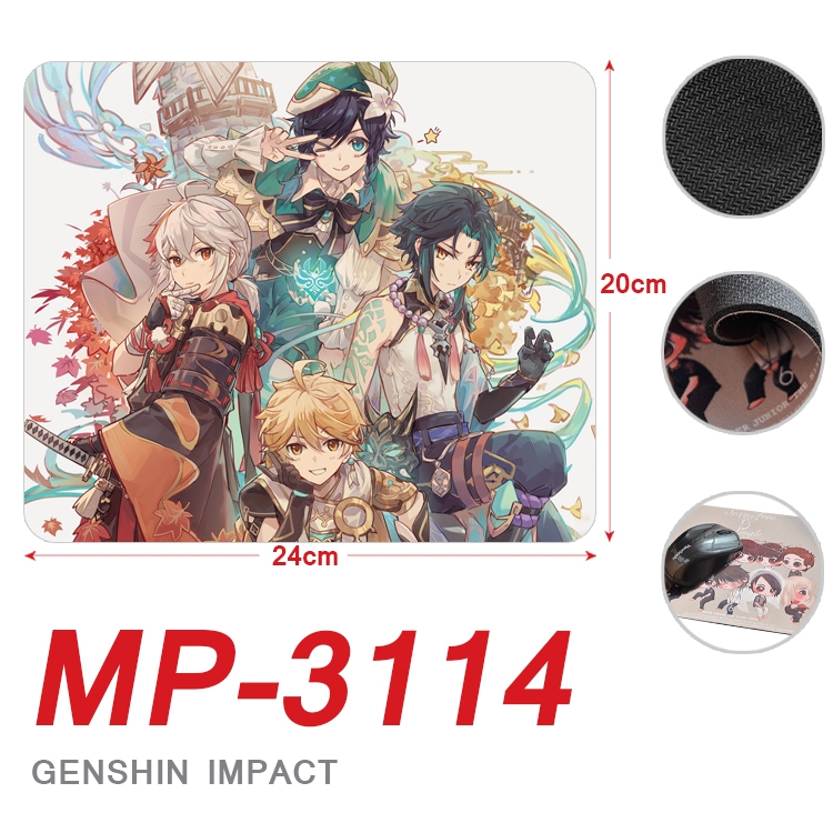 Genshin Impact Anime Full Color Printing Mouse Pad Unlocked 20X24cm price for 5 pcs MP-3114
