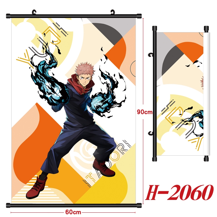 Jujutsu Kaisen Anime Black Plastic Rod Canvas Painting Wall Scroll 60X90CM  H-2060A