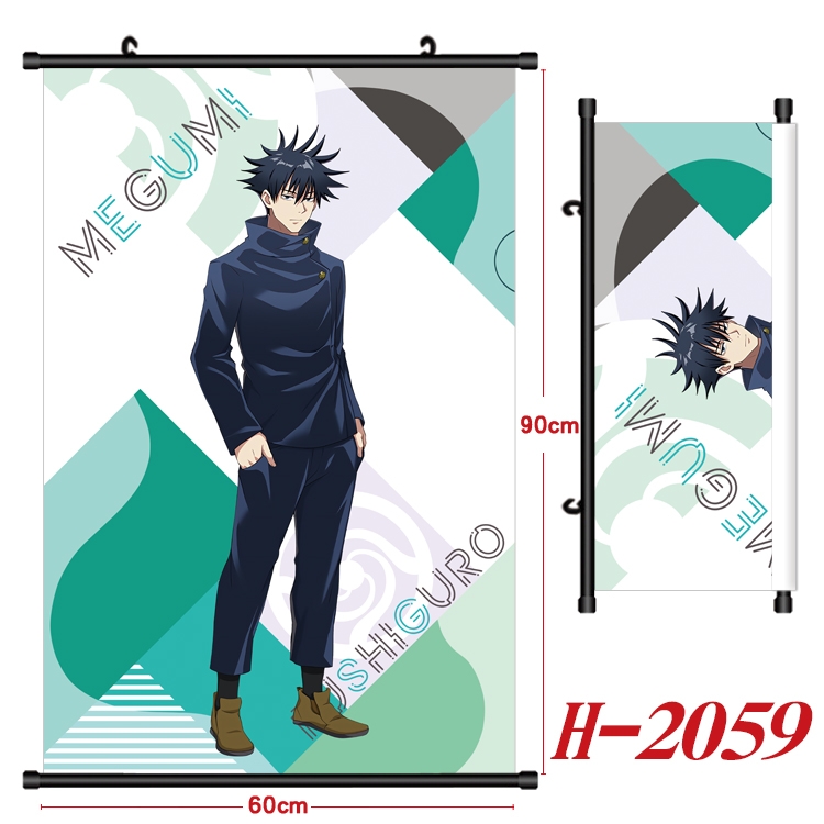 Jujutsu Kaisen Anime Black Plastic Rod Canvas Painting Wall Scroll 60X90CM  H-2059A