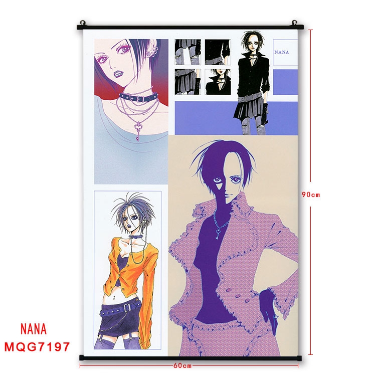 NANA Anime black Plastic rod Cloth painting Wall Scroll 60X90CM MQG-7197