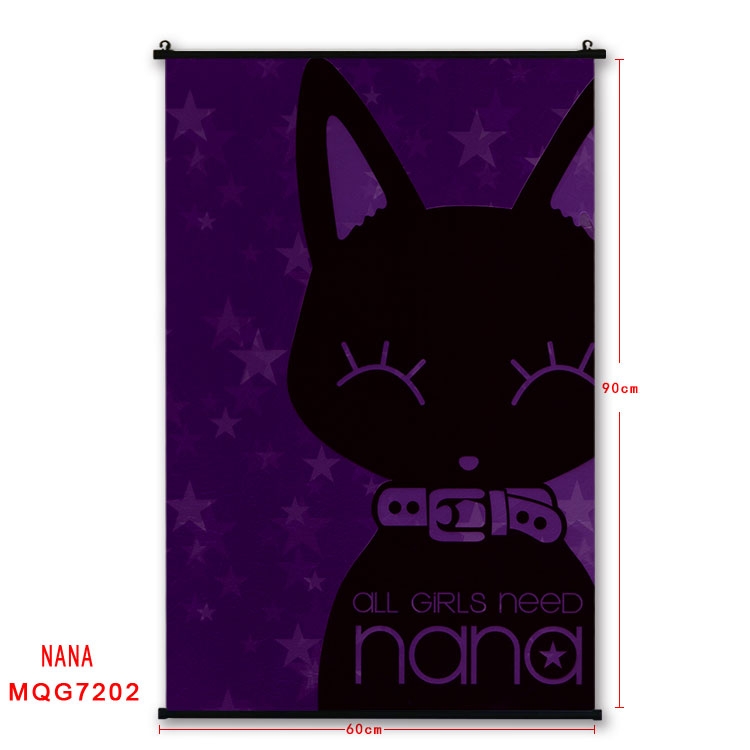 NANA Anime black Plastic rod Cloth painting Wall Scroll 60X90CM  MQG-7202