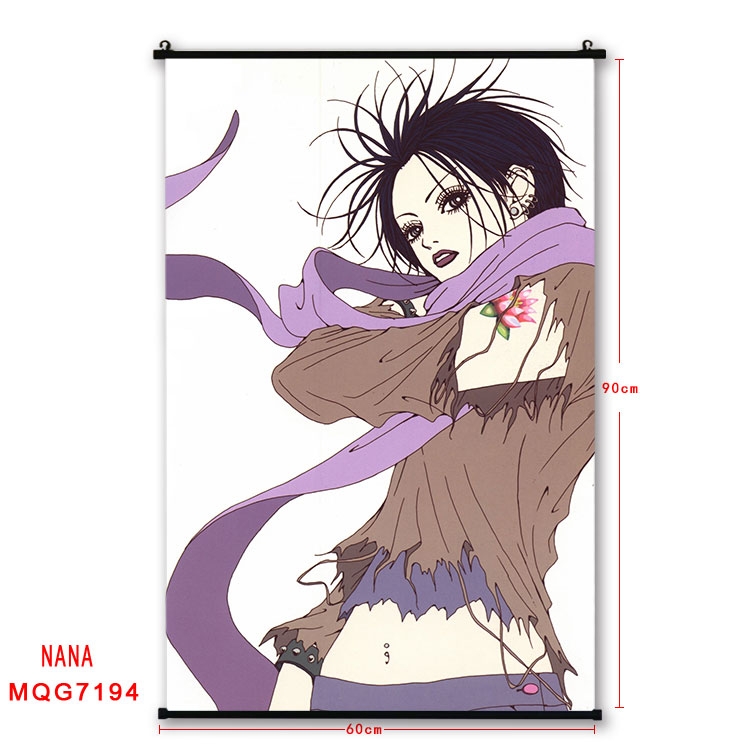 NANA Anime black Plastic rod Cloth painting Wall Scroll 60X90CM MQG-7194