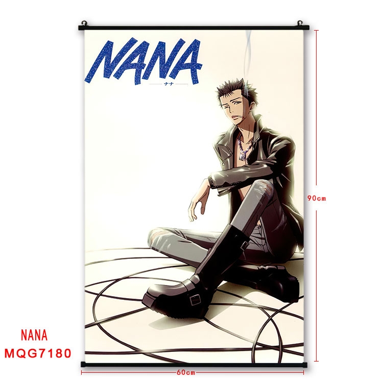 NANA Anime black Plastic rod Cloth painting Wall Scroll 60X90CM MQG-7180