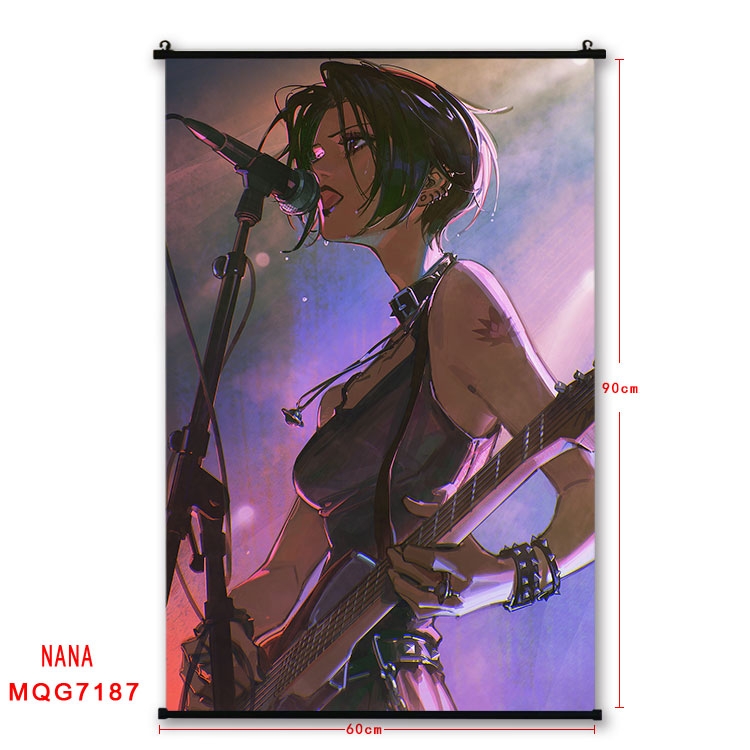 NANA Anime black Plastic rod Cloth painting Wall Scroll 60X90CM MQG-7187