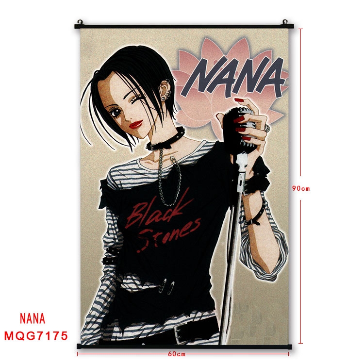 NANA Anime black Plastic rod Cloth painting Wall Scroll 60X90CM MQG-7175