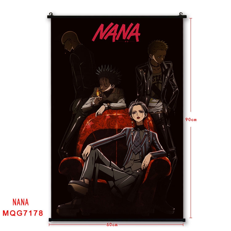 NANA Anime black Plastic rod Cloth painting Wall Scroll 60X90CM MQG-7178